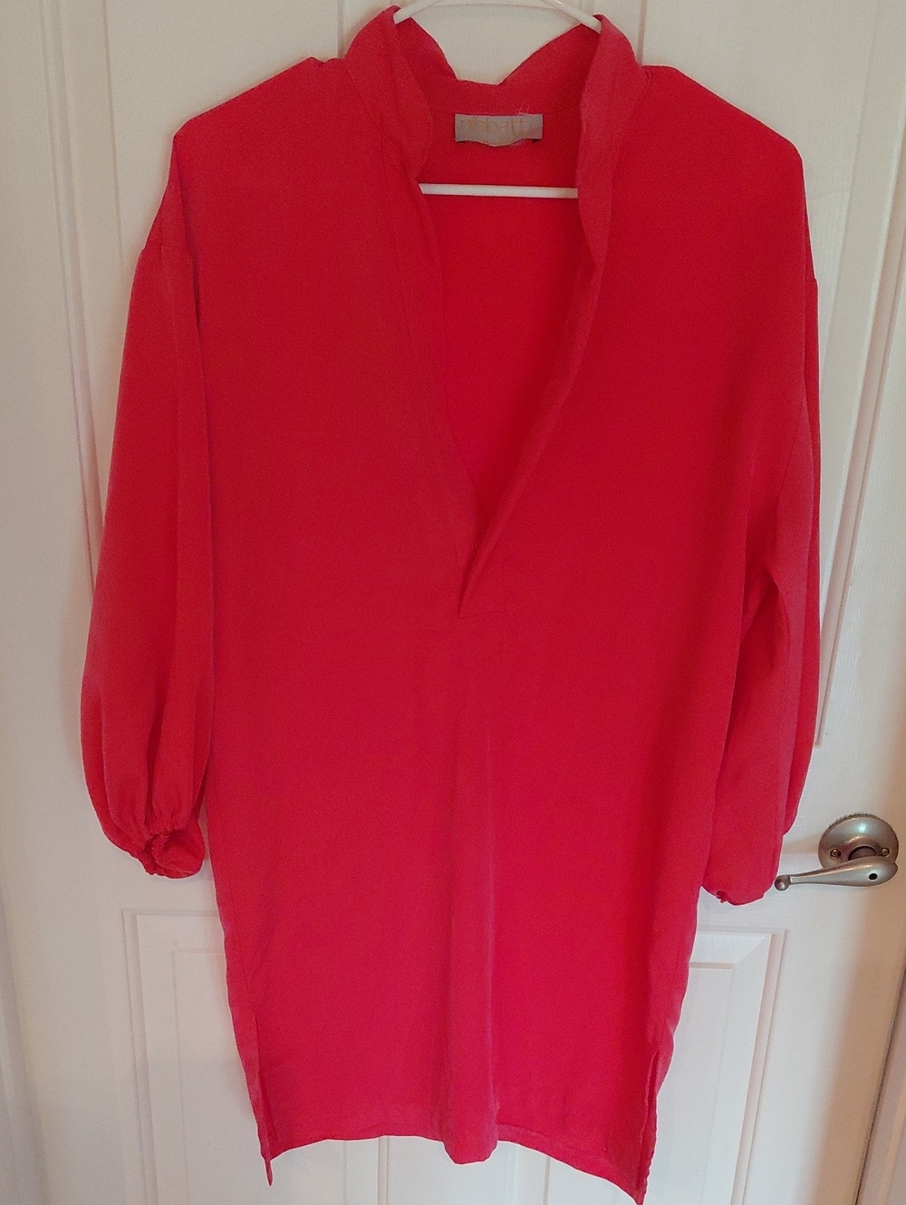 Women's Red V-Neck Tunic Dress